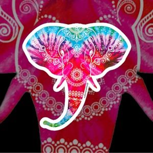 Tie Die Mandala Elephant Glossy Sticker